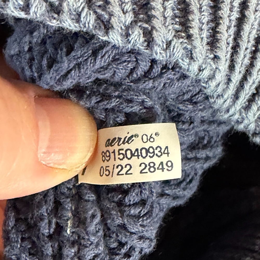 Aerie Sweater Womens  Blue V-neck  Knit Pullover Cozy Winter Lounge fit xs‎ to S - Picture 5 of 7